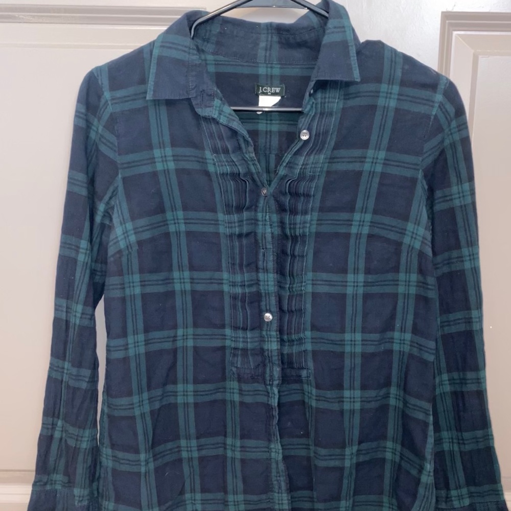 J.Crew Plaid Quarter Button Longsleeve
